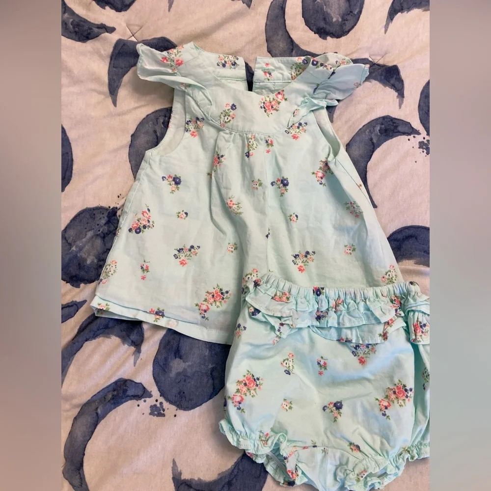 Mint Green Janie and Jack babydoll set with bloomers - Picture 1 of 6